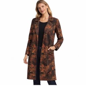 Sheryl Crow Studded Floral Faux Suede Duster Trench Coat - Size L/XL
